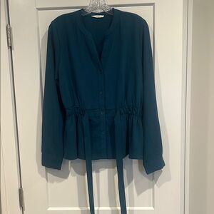 Timing brand Teal Button-Up Women's Top. Size L.